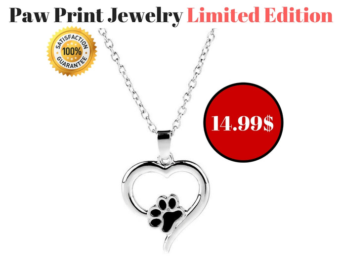 Hollow Pet Paw Print Necklaces Cute Animal Dog Cat Memorial jewelry